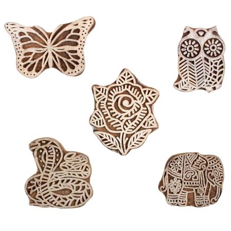 Set of 5 Piece New Mix Wooden Printing Block
